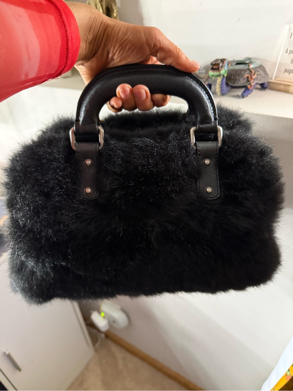 Authentic EUC Chanel genuine fur Boston bag